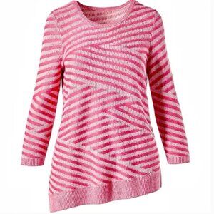 Chico’s Mingle Splice Scoopneck Pullover Sweater Women’s Size XL Asymmetrical
